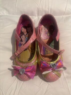 Disney Pink and Gold Princess Bow Chunky High Heel Girls Shoes